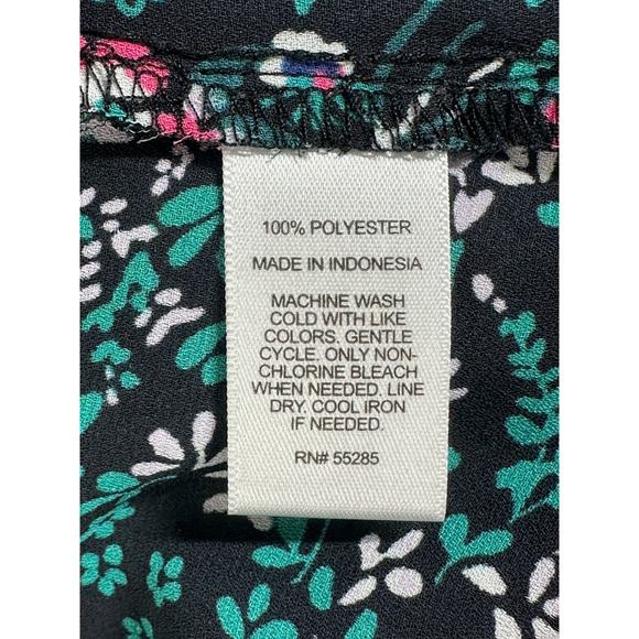 Express Top Women Small Black Dark Floral Portofino Slim Fit Sheer Romantic Work - Picture 7 of 9